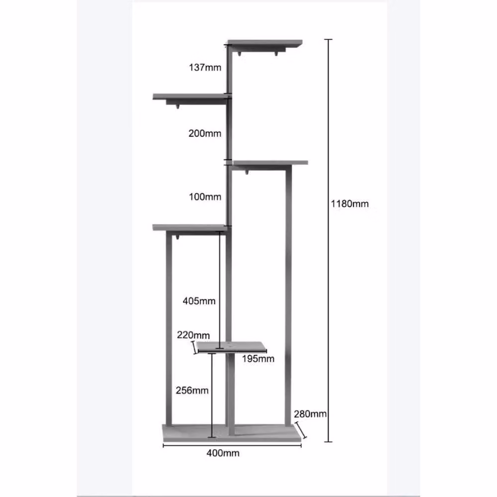 EONLION 6-Tier Tall Indoor Plant Stand in Black, W/D/H: 50 x 50 x 50 cm – 2