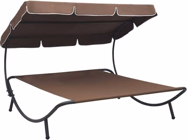 Berkfield Home Outdoor Lounge Bed with Canopy in Brown – 1