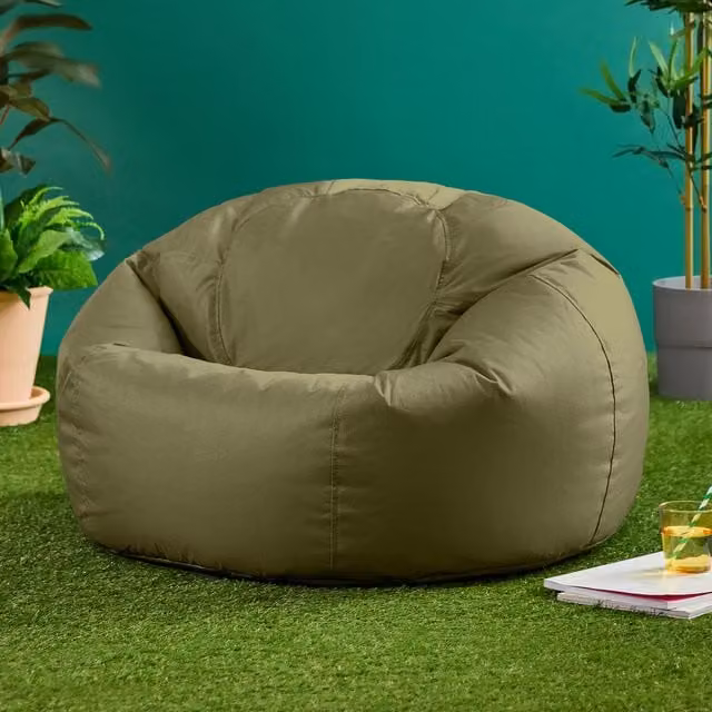 ICON Kingston Classic Adult Indoor Outdoor Bean Bag Chair in Khaki