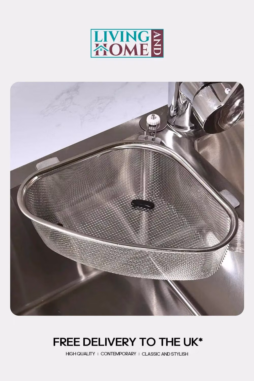 Living and Home Stainless Steel Round Wire Mesh Sink Strainer Basket in Silver – 6