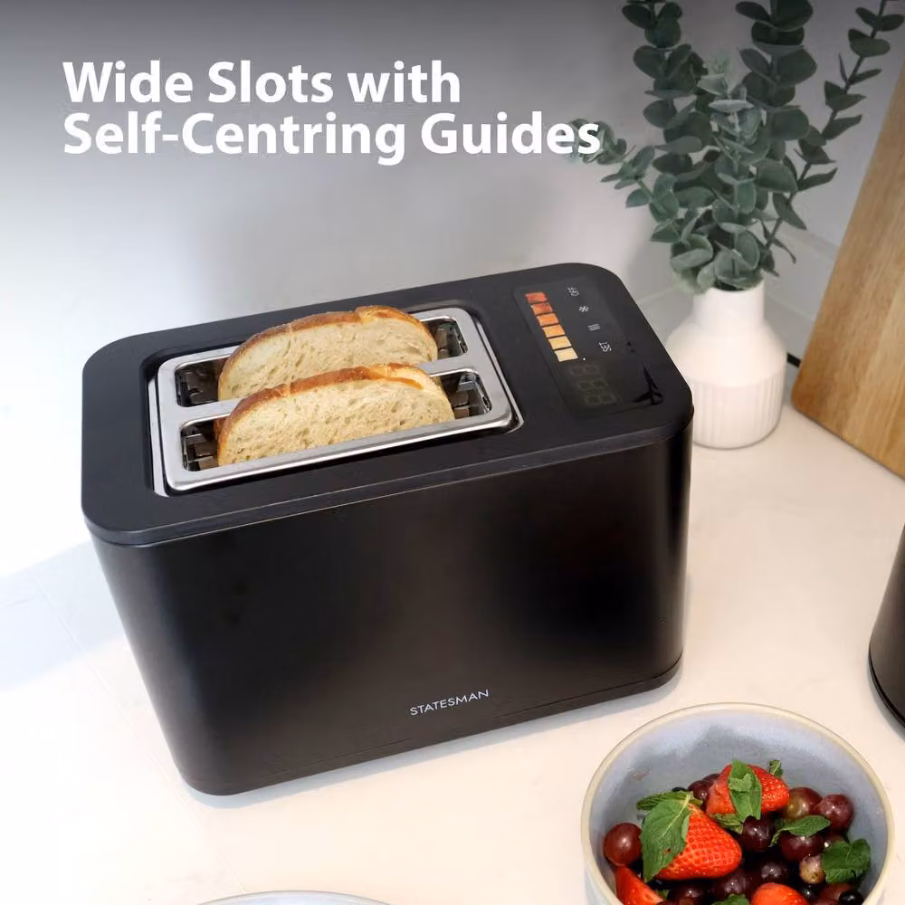 Statesman 900W Digital 2-Slice Toaster with LED Timer Display, Touch Control Panel and Cable Storage, Black – 5