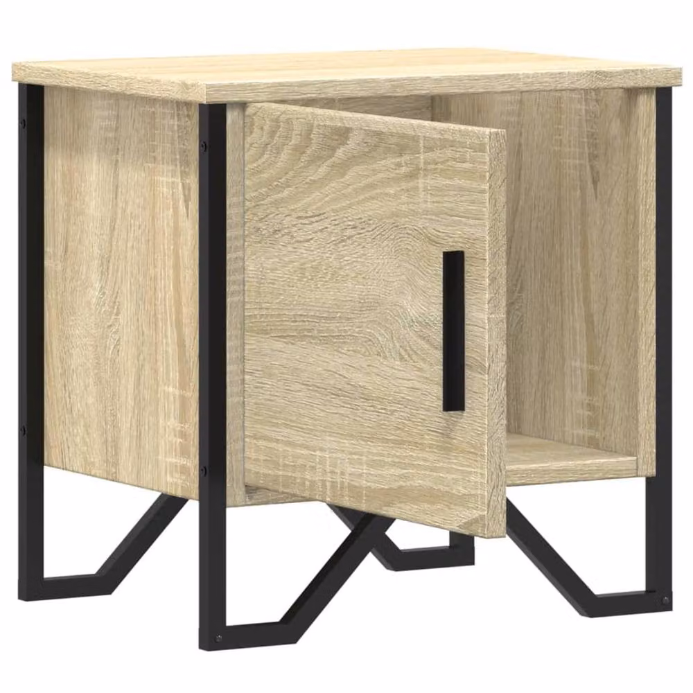 Berkfield Home Set of 2 Sonoma Oak Bedside Cabinets in Light Tan, W/D/H: 40 x 30 x 40 cm – 4