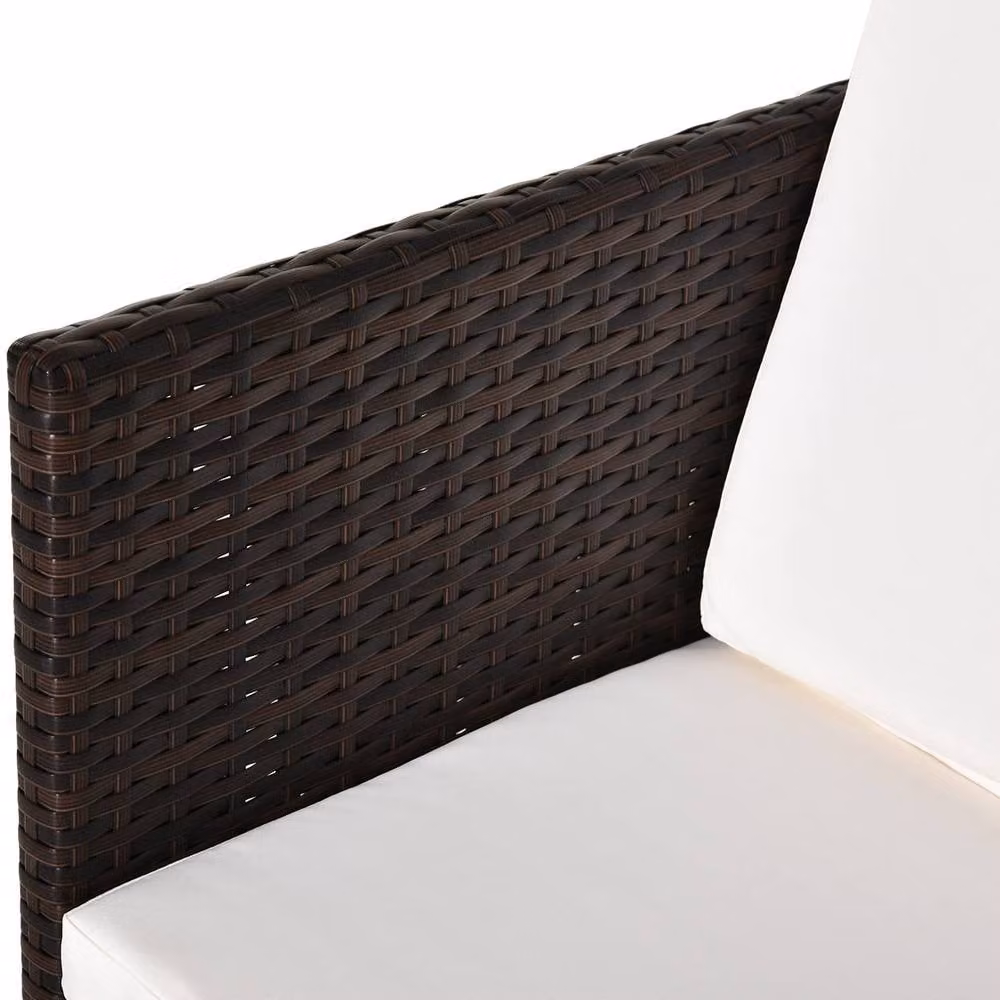 ERGOVEXA 2 Seater Rattan Cube Garden Furniture Set with 2 Stools in Brown – 4