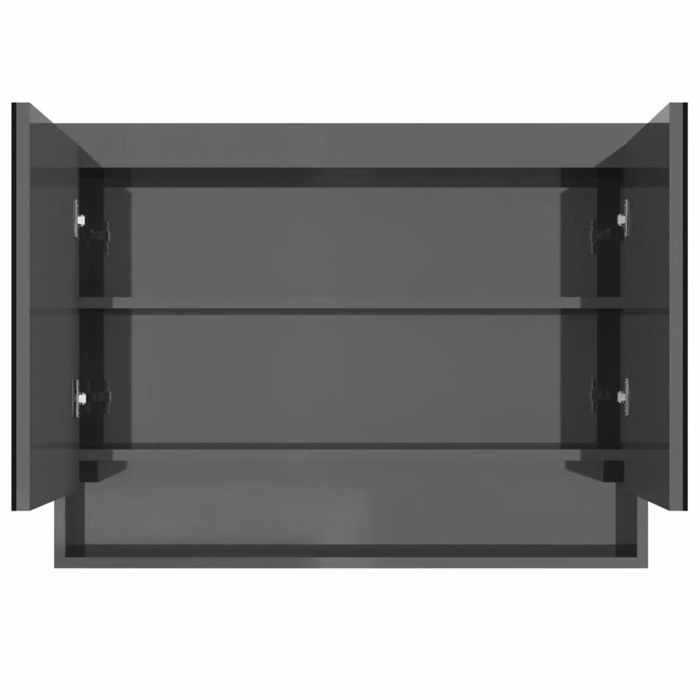 Berkfield Home Modern Bathroom Mirror Cabinet in Glossy Grey, W: 80 cm, D: 15 cm, H: 60 cm – 3