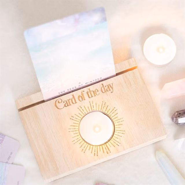 Something Different Natural Card Of The Day Tarot Stand and Tealight Holder in Pink Wood
