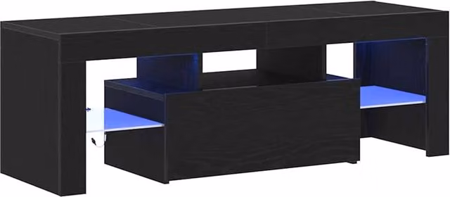 Berkfield Home Black Oak TV Cabinet with LED Lights, W/D/H: 120 x 35 x 40 cm – 1