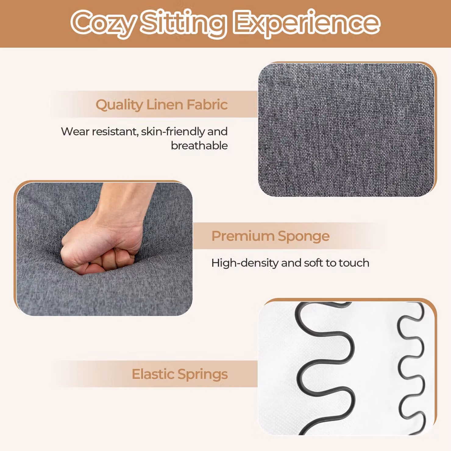 Costway Modern Button Tufted Upholstered Accent Chair in Grey – 4