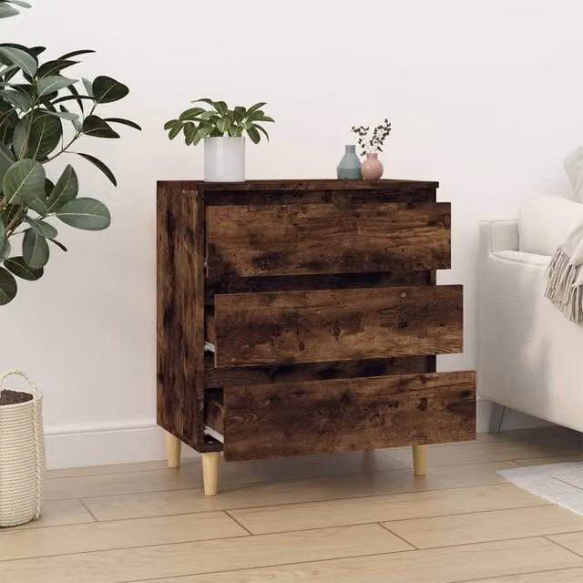 Berkfield Home Smoked Oak Sideboard in Brown, W/D/H: 60 x 35 x 70 cm – 1