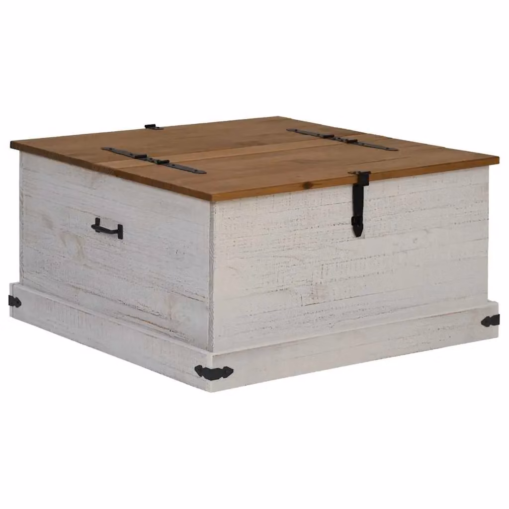 Berkfield Home HALDEN Storage Chest in White Solid Pine Wood, W/D/H: 91 x 91 x 47 cm – 2