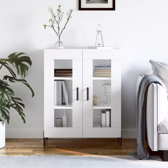 Berkfield Home White Classic Sideboard, W: 69.5 cm, D: 34 cm, H: 90 cm
