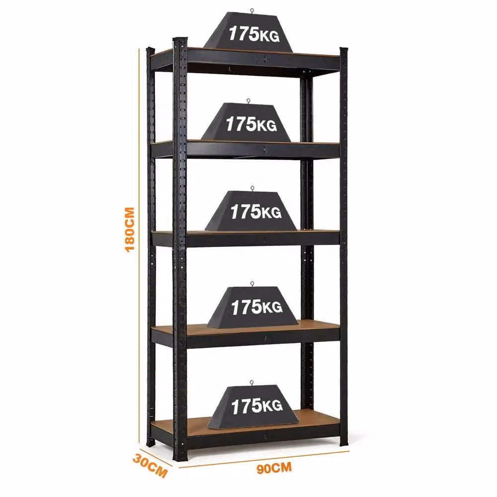 EONLION 5 Tier Metal Garage Shelving Unit, Black, W/D/H: 100.0 x 100.0 x 200.0 cm – 2