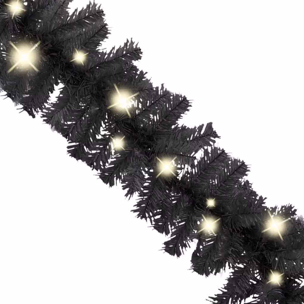 Berkfield Home Christmas Garland with Warm White LED Lights, 10 m, Black – 3