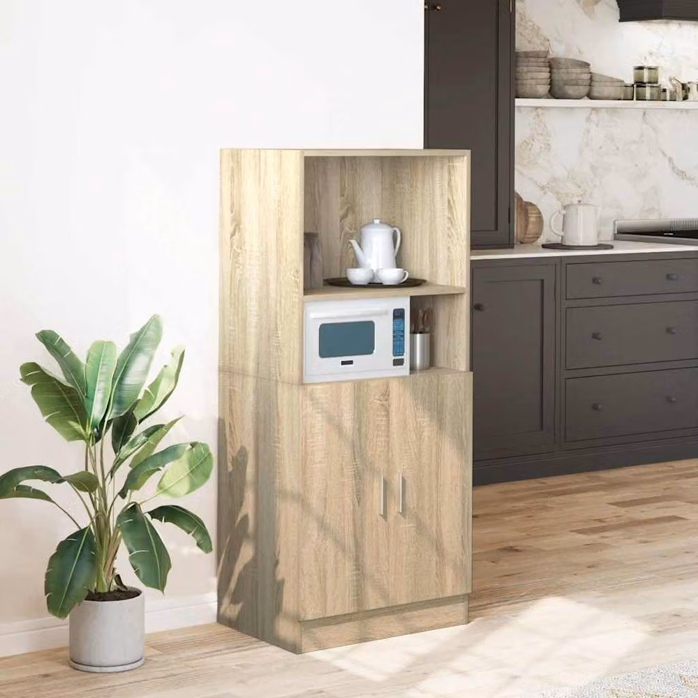 Berkfield Home Sonoma Oak Kitchen Cabinet in Beige, W/D/H: 57 x 41.5 x 131.5 cm – 2