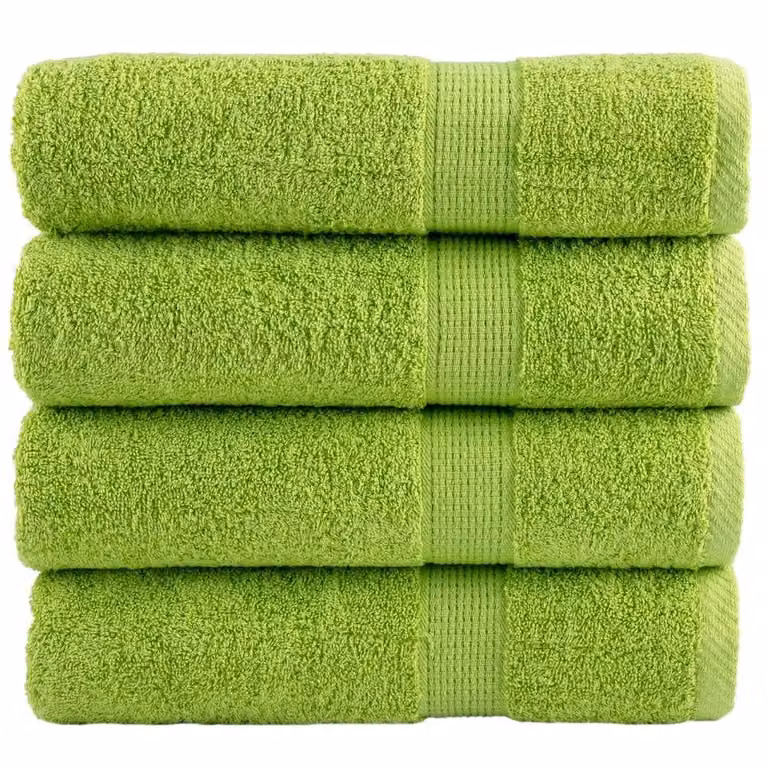 Berkfield Home SOLUND Premium Cotton Terry Shower Towels, 4 Piece Set, Apple Green, W: 70 cm, H: 140 cm, 600 gsm