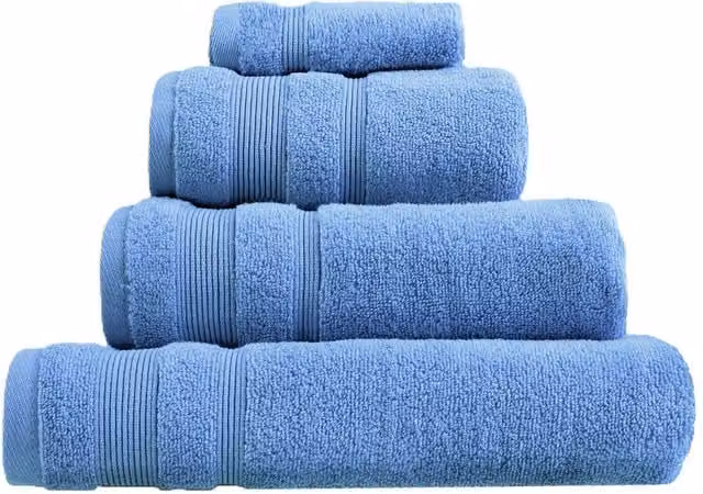 Allure Bath Fashions Pack of 2 Fluffy Cotton Hand Towels with Border in Blue, W/D/H: 50 x 85 cm