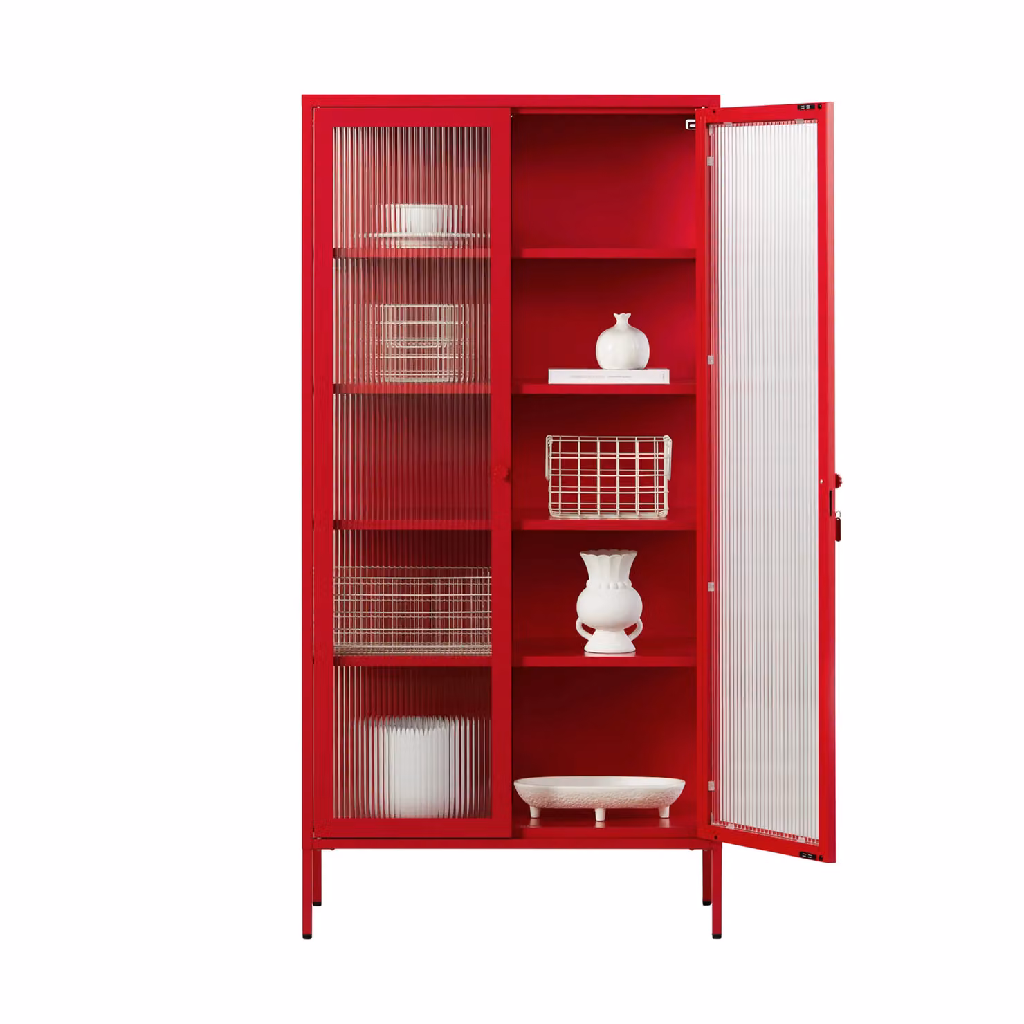 Mustard Made The Collector Glass Door Cabinet in Red, W/D/H: 85 x 40 x 170 cm – 3