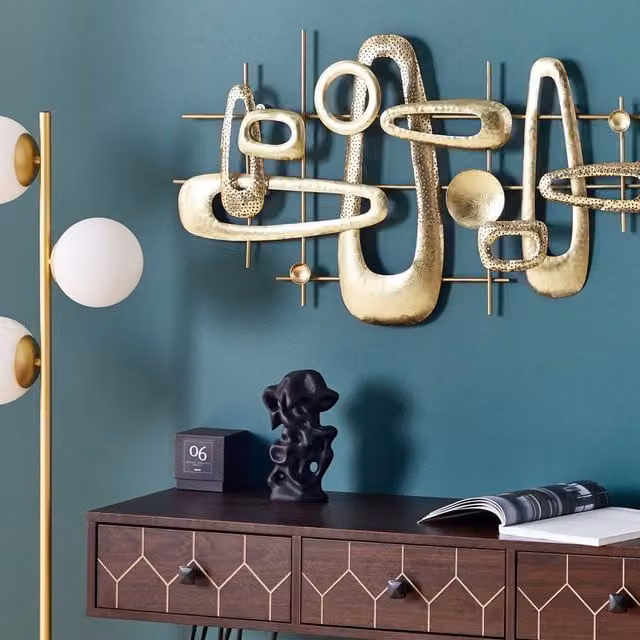 Wyld and Coco Gold Geometric Metal Wall Sculpture