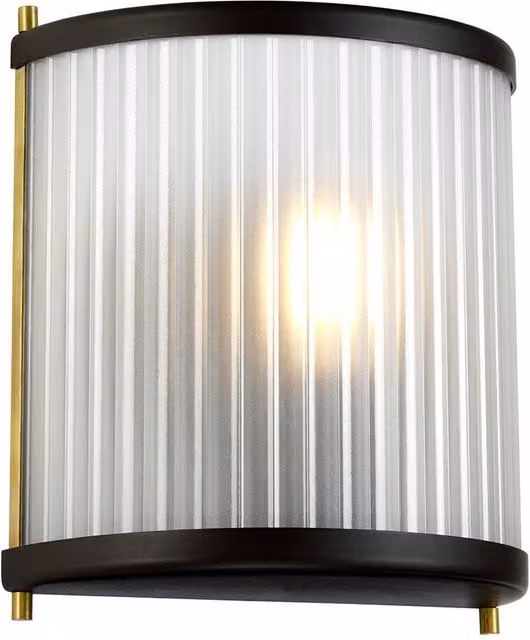 Loops Museum Art Deco Wall Light in Bronze and Dark Brown with Glass Shade, E27 LED Compatible
