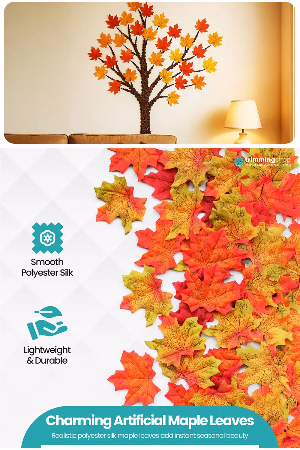 Neel Blue Multicolour Artificial Autumn Maple Leaves, 100pcs Polyester Textile Foliage – 3