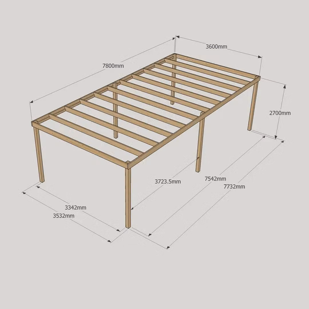 Rutland County Garden Furniture Ltd 6 Post Wood Garden Pergola in Brown and Light Green, W: 780 cm, D: 360 cm, H: 270 cm – 4