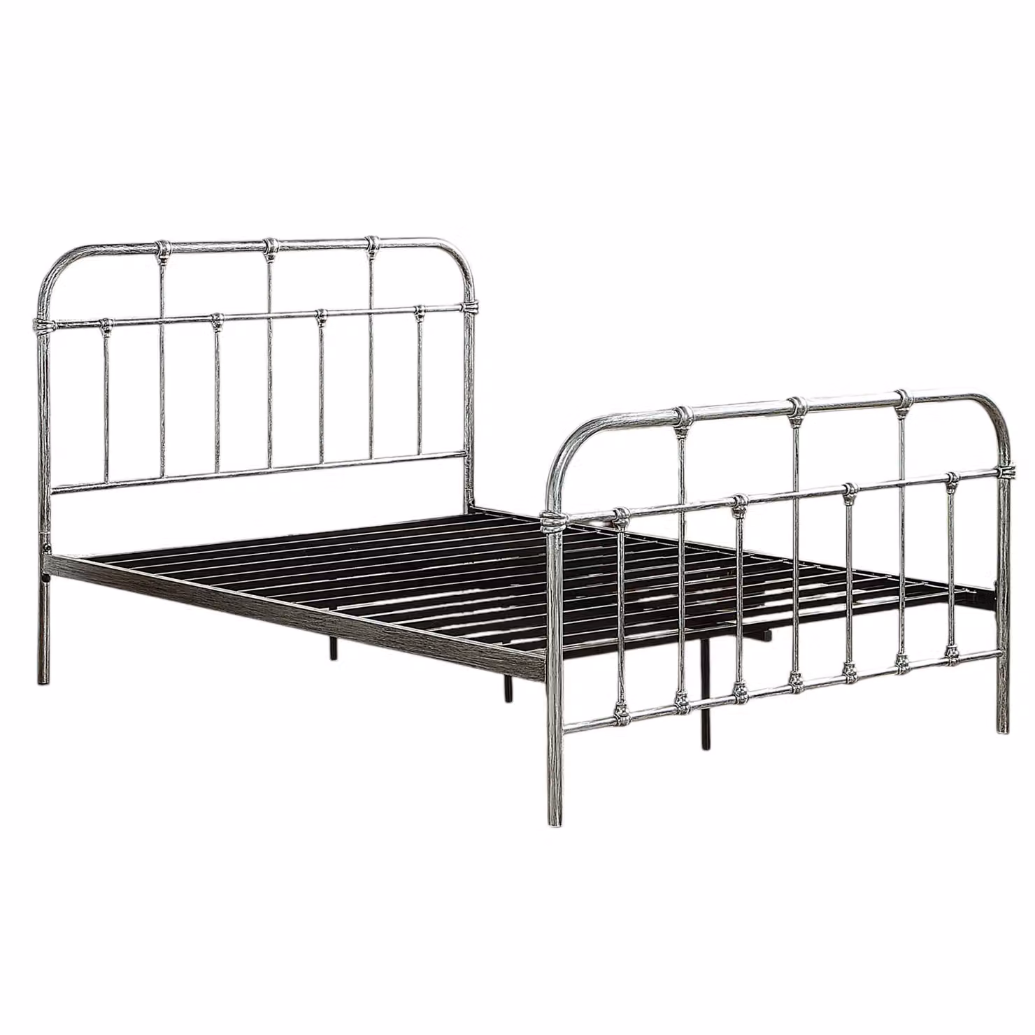 OAT Home Camden Victorian Vintage Metal Bed Frame in Silver, W/D/H: 180 x 150 x 120 cm – 3