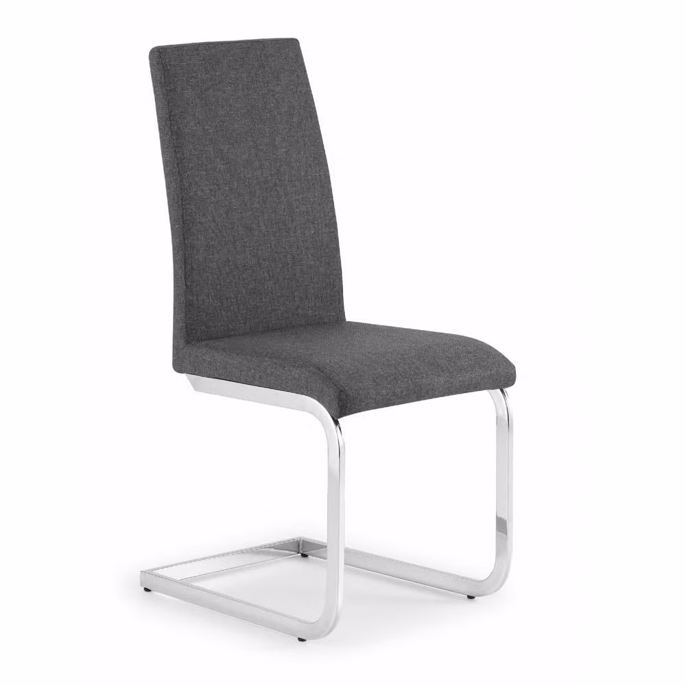 Cheshire Kensington Set of 2 Modern Cantilever Dining Chairs in Slate Grey Fabric with Metal Base – 2