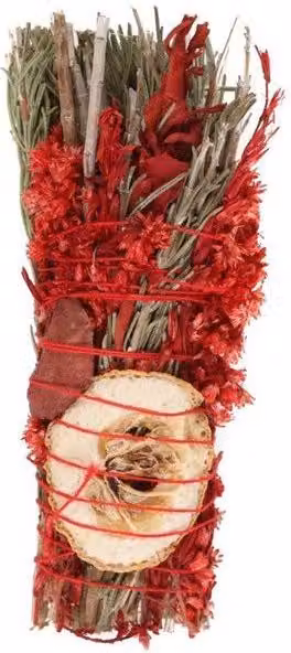 KDMD 6in Green Ritual Wand Smudge Stick with Rosemary, Sage and Red Jasper