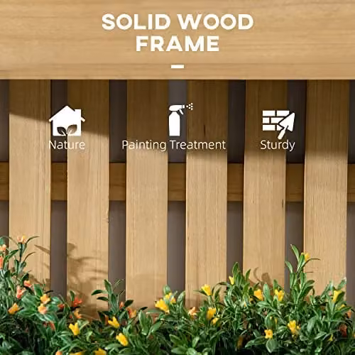 Outsunny Wall-mounted Wooden Garden Planters with Trellis and 3 Movable Planter Boxes, Brown – 5