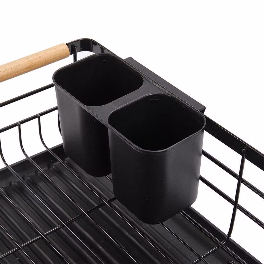 Kelvenix Black Kitchen Counter Dish Drainer Rack with Drip Tray and Cutlery Holder – 3