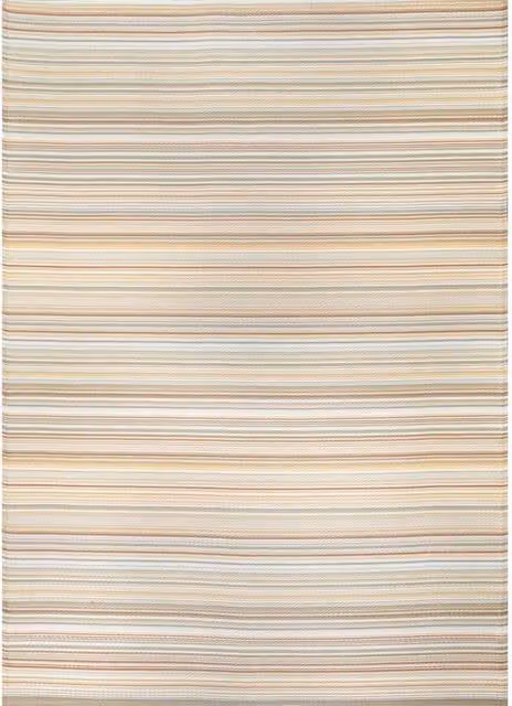 The Rugs Rainbow Collection Striped Reversible Outdoor Garden Rug, Beige and Multicolour, W: 180 cm, L: 270 cm