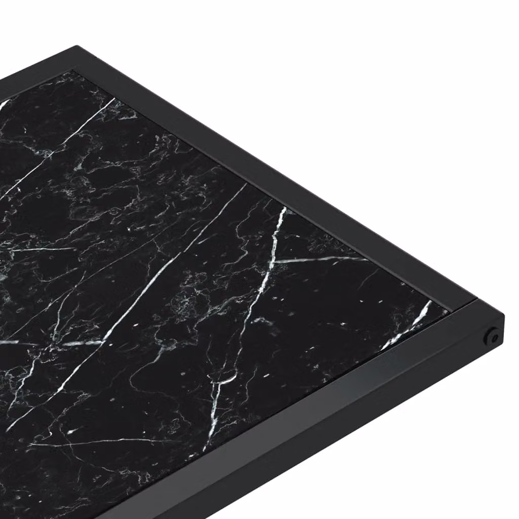 Berkfield Home Computer Side Table in Black Marble with Tempered Glass, W/D/H: 50 x 35 x 65 cm – 3