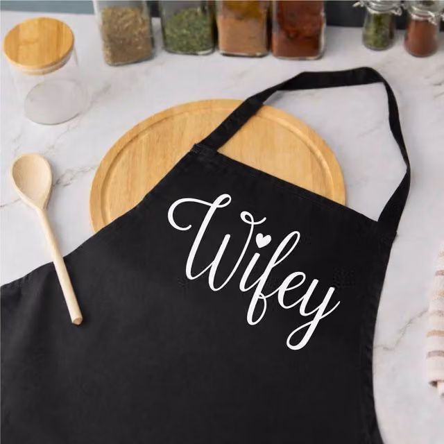 60 Second Makeover Wifey Black Cotton Apron for Adults – 1