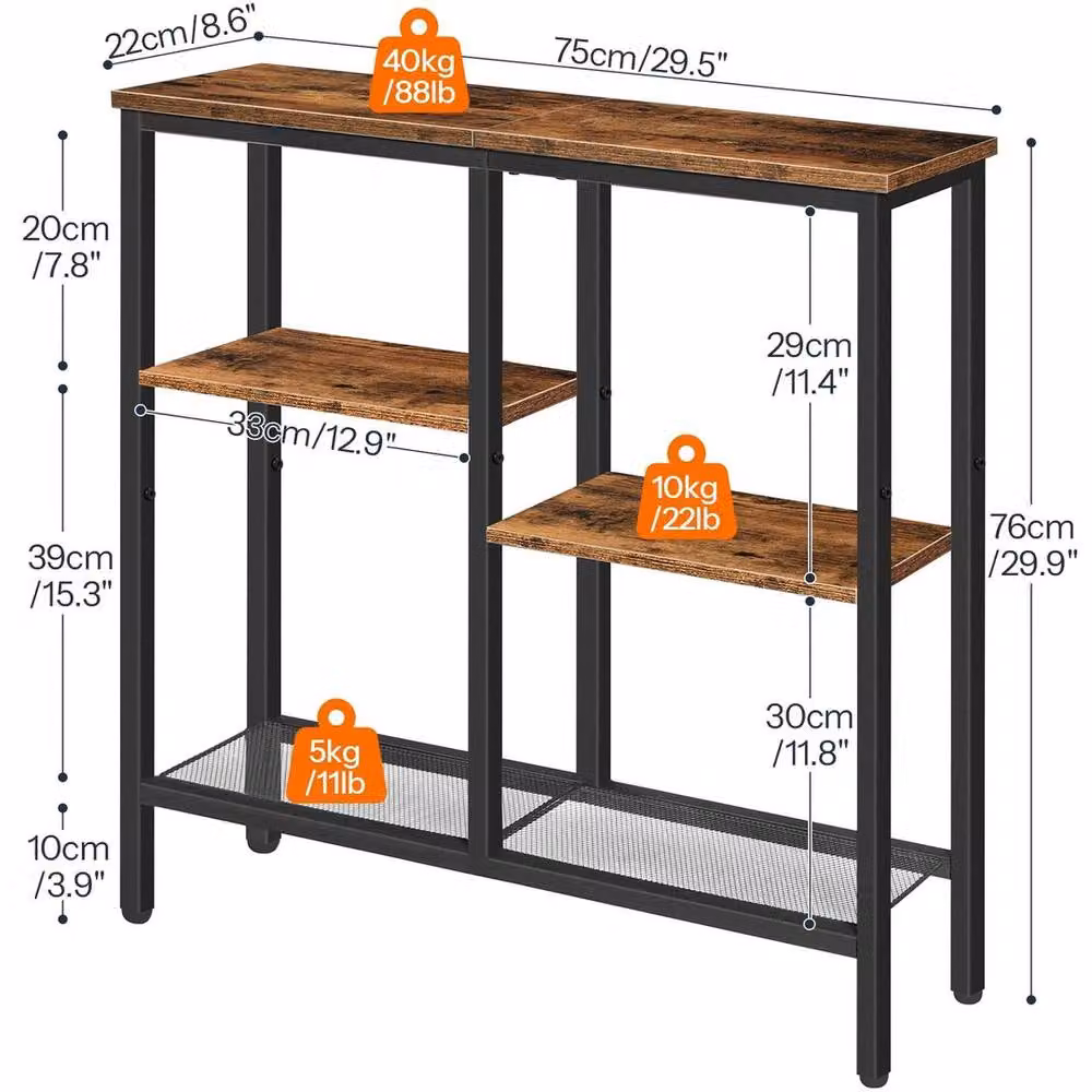 FORGEVIO Industrial Display Table in Brown, W/D/H: 75 x 22 x 76 cm – 3