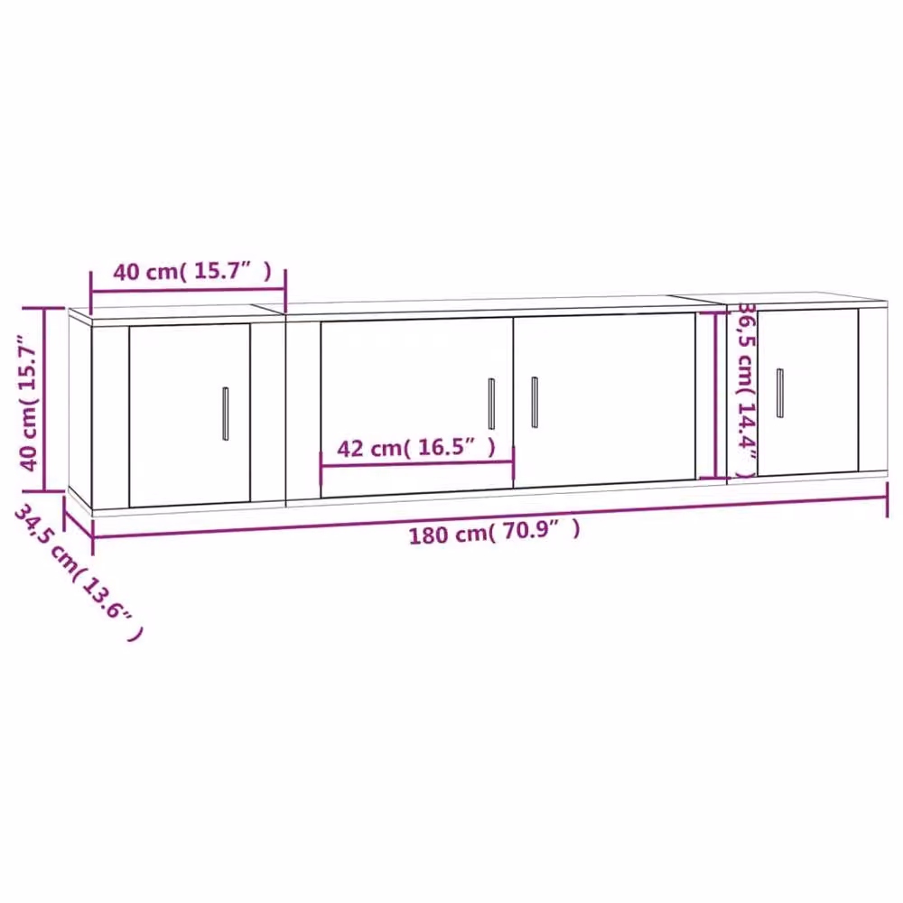Berkfield Home 3 Piece Smoked Oak TV Cabinet Set in Brown – 5