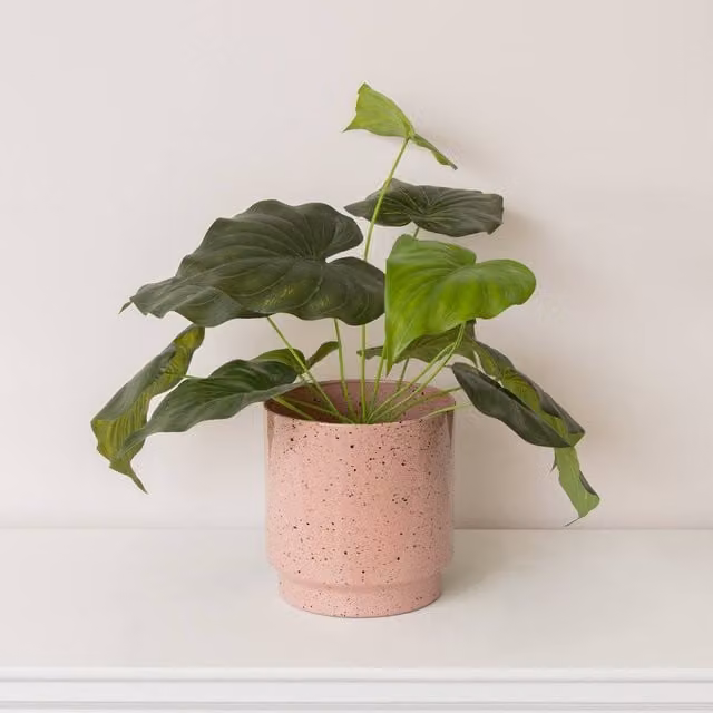 Melody Maison Pink Speckled Metal Planter Pot, Square Tabletop Design, W/D/H: 20 x 20 x 20 cm