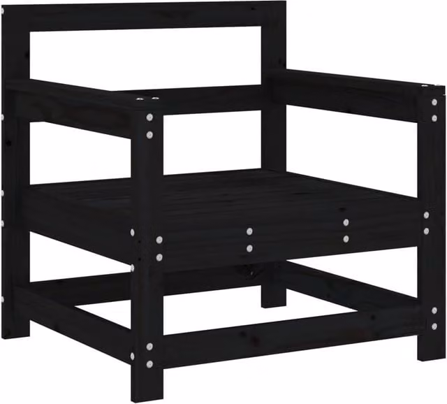 Berkfield Home Beautiful Garden Chairs, Set of 2, Black Solid Pine Wood – 1