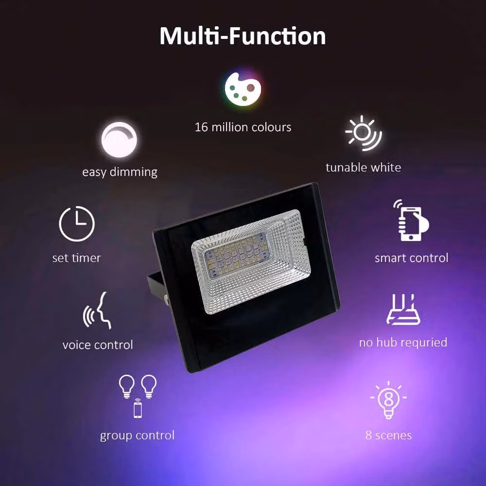 ENER-J WiFi Smart RGB+W+WW 16W LED Floodlight in White – 3