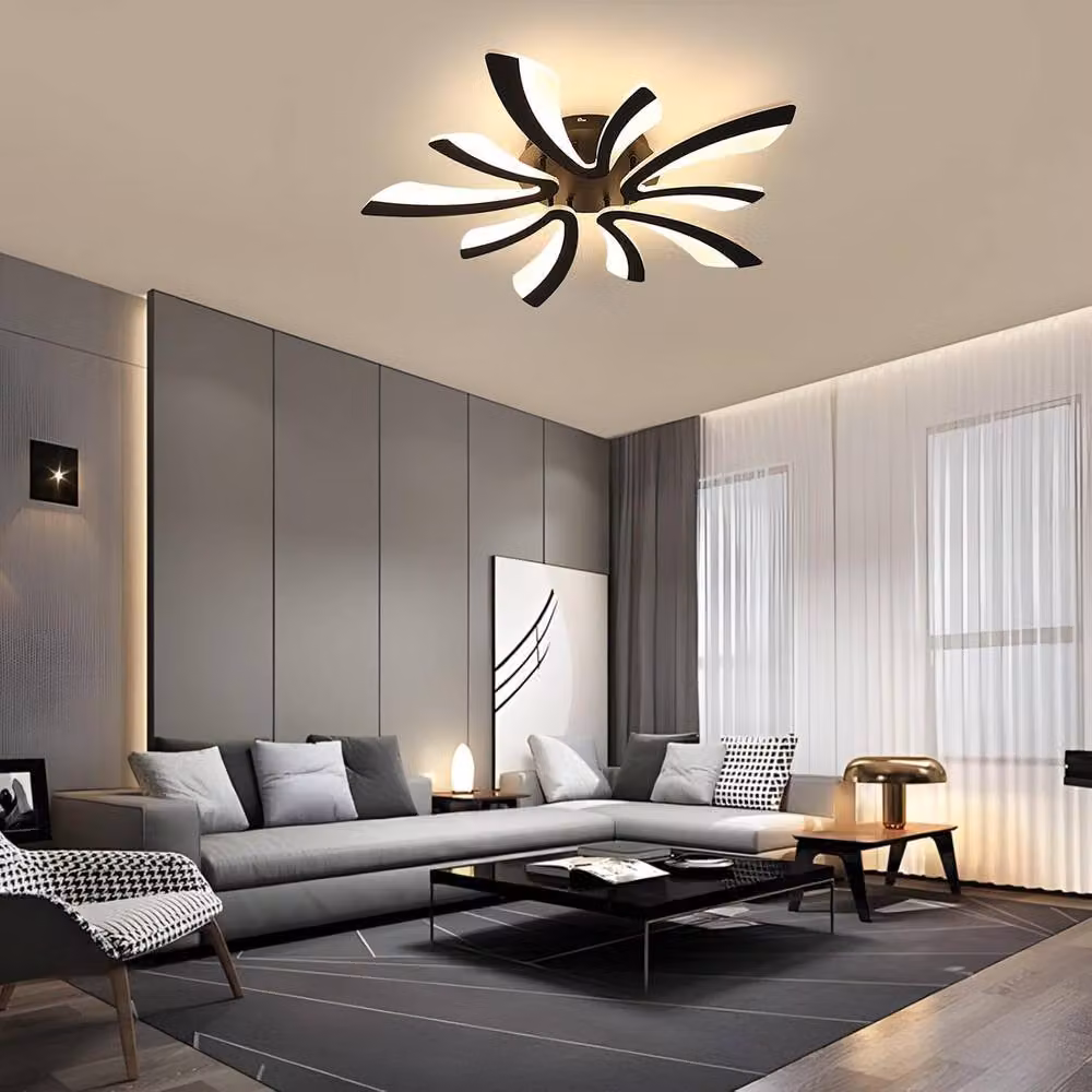 Goeco Dimmable LED Ceiling Light with Remote Control, 48W, Black, Diameter: 70 cm – 3