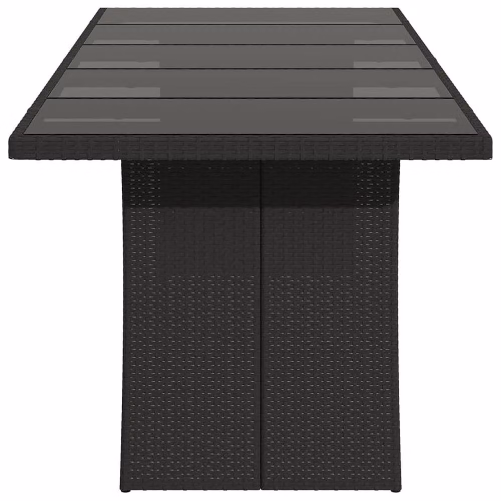 Berkfield Home Extendable Garden Table with Glass Top in Black Poly Rattan, W: 240 cm, D: 90 cm, H: 75 cm – 4