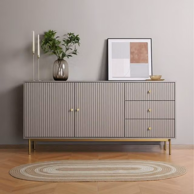 Devon Large Sideboard Cabinet with Storage in Grey by Home Garden Direct