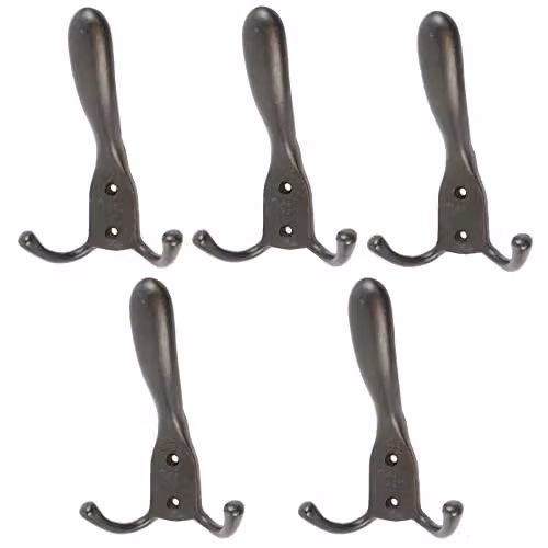 Hammer and Tongs Rustic Hat and Double Robe Hook in Matt Black, W: 9.0 cm, H: 14.0 cm – 2