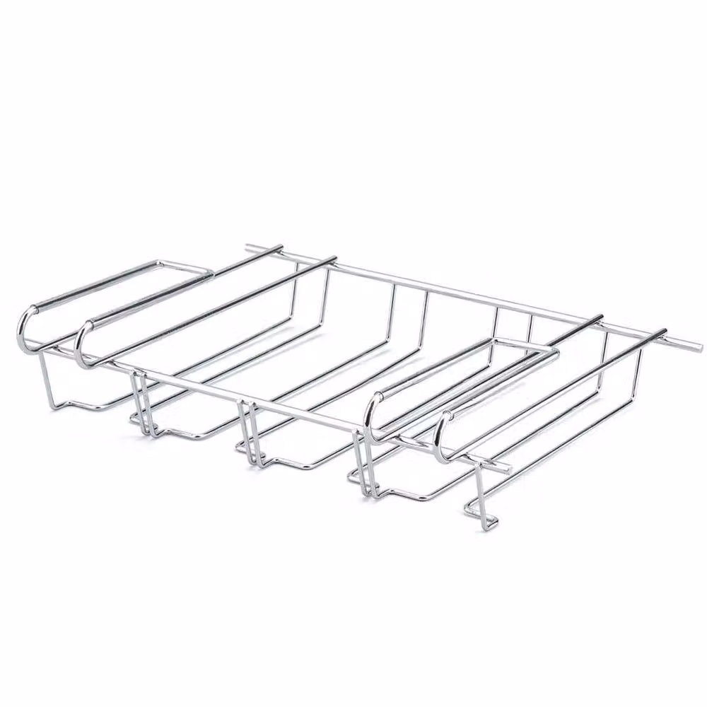 PAWNORA Silver Stainless Steel Under Shelf Hanging Wine Glass Holder – 2