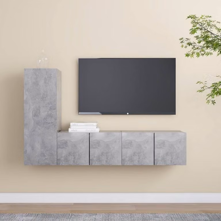 Berkfield Home Practical 3 Piece TV Cabinet Set in Concrete Grey Engineered Wood