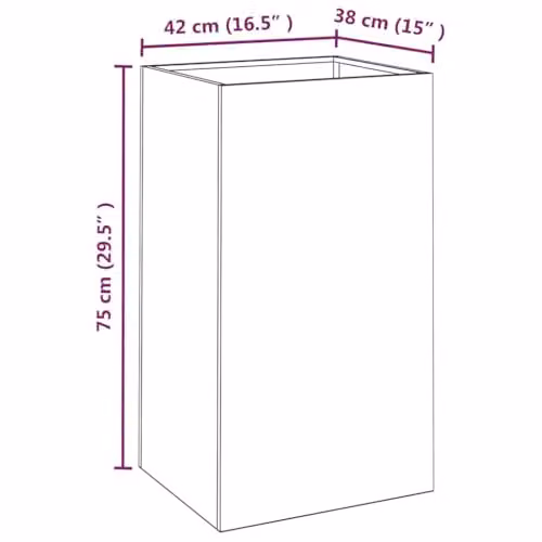 vidaXL Corten Steel Planter Tub, Brown, W: 42 cm, D: 38 cm, H: 75 cm – 3