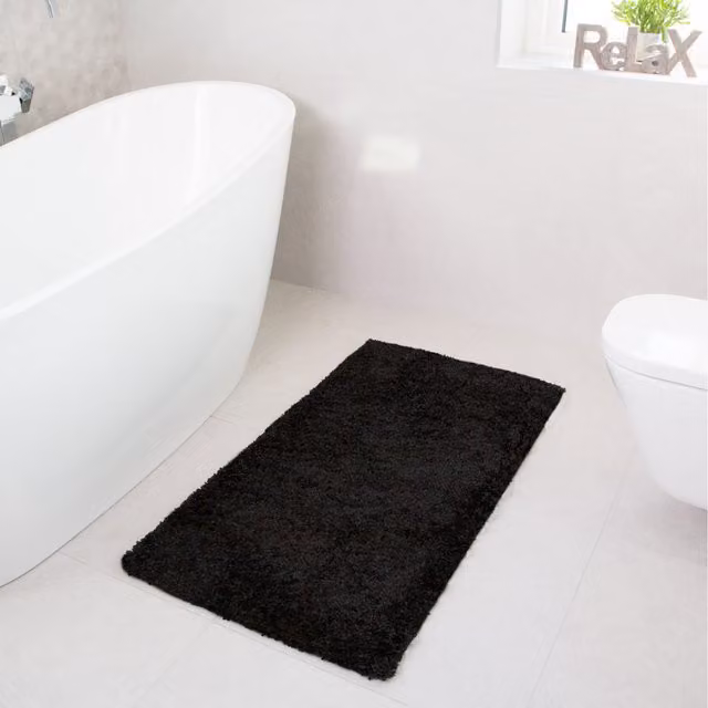 The Rug House Soft Value Black Shaggy Area Rug, Black, W: 110 cm, D: 60 cm