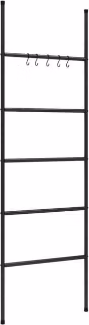 Berkfield Home 5-Tier Metal Towel Rack Ladder in Matt Black, W: 58 cm, H: 175 cm, D: 17.5 cm