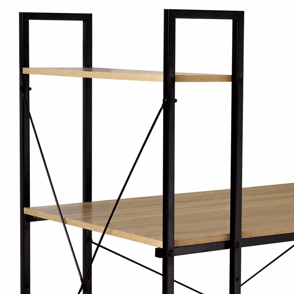 CALICOSY Industrial Style Computer Desk with 4 Shelves, Brown, W: 120 cm, D: 60 cm, H: 75.08 cm – 4