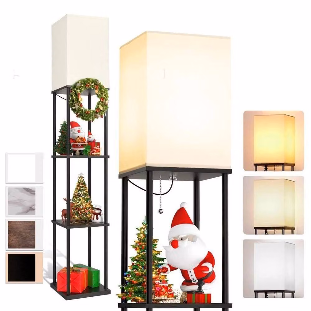 EONLION Modern Black Floor Lamp with 3-Tier Storage Shelf – 2