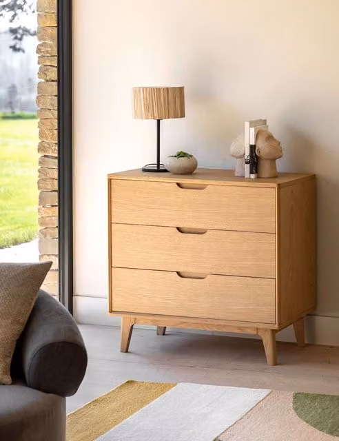 Gallery Direct Nord Modern 3 Drawer Chest in Oak Brown