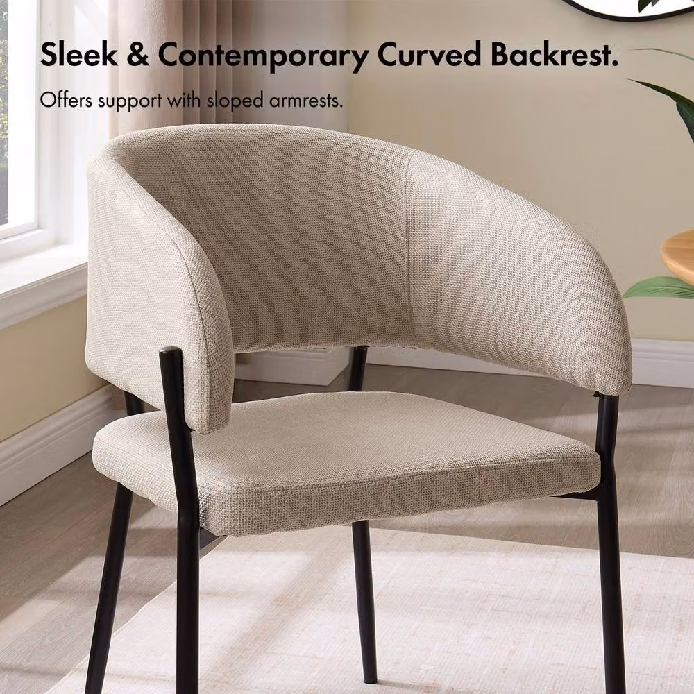 VonHaus Oxford Upholstered Dining Chairs in Beige, Set of 6 – 4